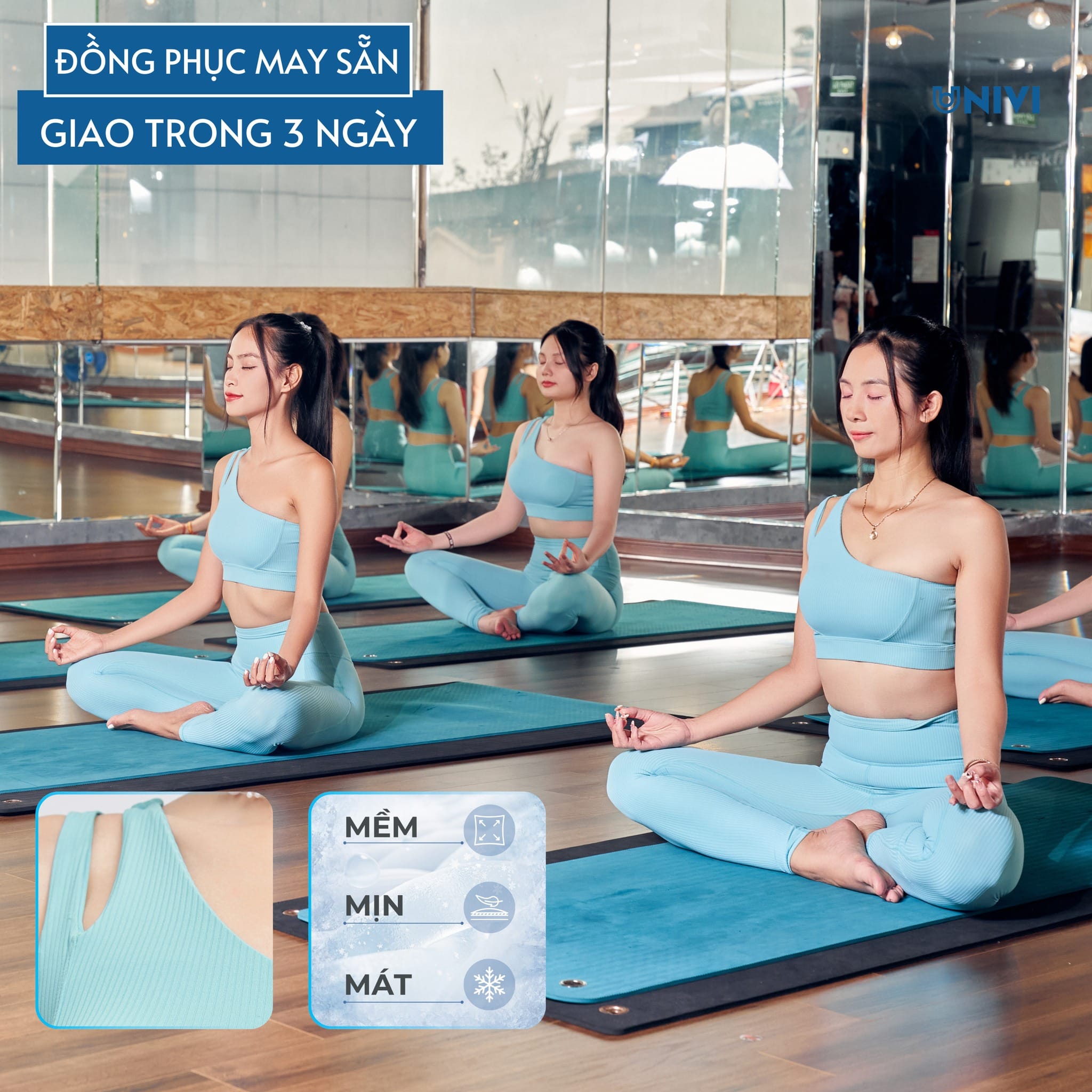 Sơ đồ 5 bước quy trình đặt may đồng phục Yoga chuyên nghiệp tại Univi.