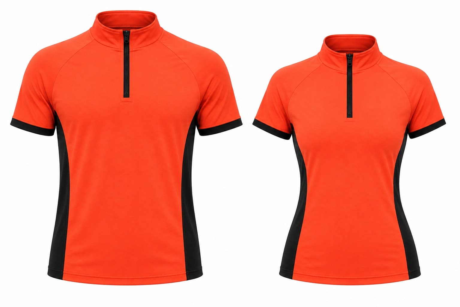 Áo Gym Cổ Trụ Có Khóa - Cam Phối Đen