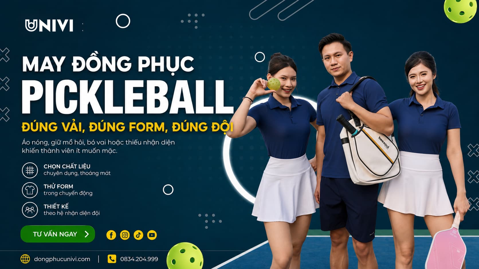 May Đồng Phục Pickleball Cho CLB Theo Yêu Cầu | UNIVI